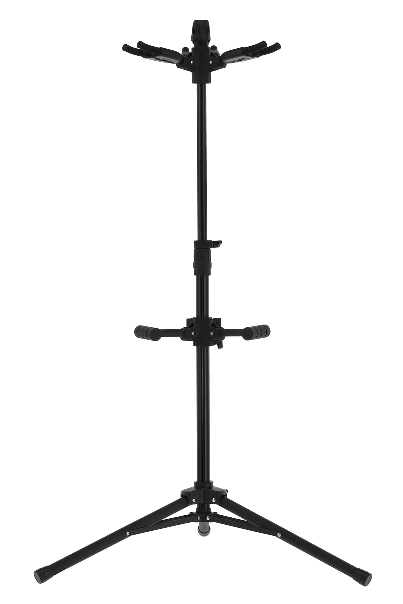 GEWA Gitarrenständer TripleGrip - Für bis zu 3 Akustikgitarren, E-Gitarren und Bässe - Rutschhemmend - Höhe 76-119 cm - Schonende Polster - Zusammenlegbar -schwarz GS-83B