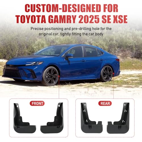 Image of Mud Flaps Splash Guards Front & Rear 4 Piece Kit for 2025 Toyota Camry Hybrid SE /XSE XV80, Durable ABS Mudguards