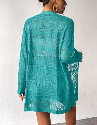 Image of Zeagoo Womens 2026 Summer Crochet Cardigan Sweaters Lightweight Long Sleeve Open Front Kimono Boho Knit Cover Ups