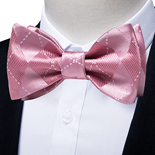 Image of DiBanGu Paisley Bow Ties for Men Silk Self Tied Bowtie and Pocket Square Cufflinks with Lapel Pin for Wedding Party