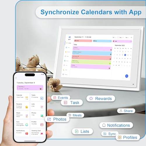 Image of 10.1 Inch Digital Calendar+Digital Picture Frame, 2026 Desk Calendar Smart WiFi Planner & Chore Chart, IPS HD Interactive Touchscreen Display Gifts for Women Men, Gifts for Mom Dad