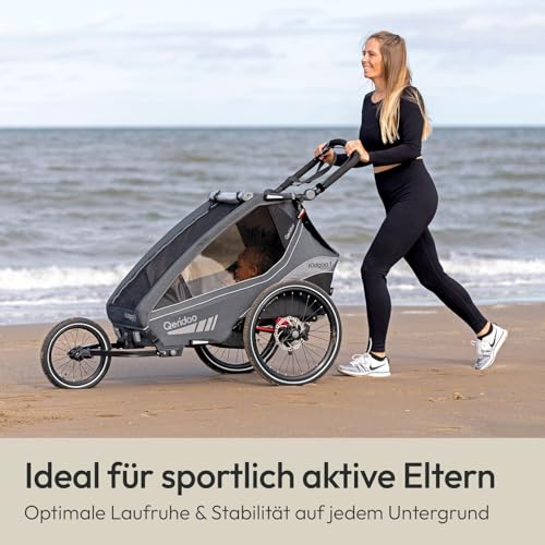 Qeridoo 14' Joggerrad für Einsitzer 2022 | Zubehör für Fahrradanhänger | Jogger-Umrüstsatz | Laufrad-Set für sportliche Nutzung