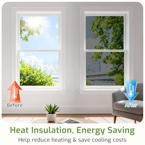 Image of LUTE One Way Window Privacy Film, Window Tint, Black Silver, 35.4 inch x 118.1 inch | Sun Blocking UV Heat Blocker, See Out Not in Reflective Mirror Film, Removable Static Cling Glass Coverings for Home Office