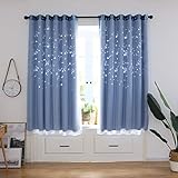 PRÁCTICO - Cortinas blackout de diseño simple ideales para salon, dormitorio infantil/ juvenil, cocina, comedor, oficina, hotel..., también se pueden emparejar con visillos para hacerse más hermosas