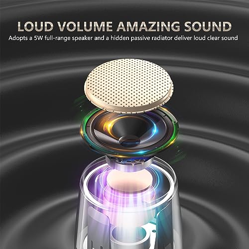 Image of INSMY Small Bluetooth Speaker, Waterproof Mini Portable Wireless Speaker, Punchy Bass Rich Audio Stereo Pairing, Handheld Pocket Size,Built in Mic for Hiking Biking Gift Laptop Tablet (Gold)