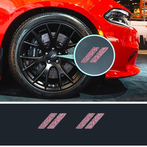 Image of IPG Compatible for Dodge Charger Challenger Durango Wheel Center Cap Decal Sticker Wrap Kit Personalize Your Vehicle (Inner Logo, Pink Glitter)