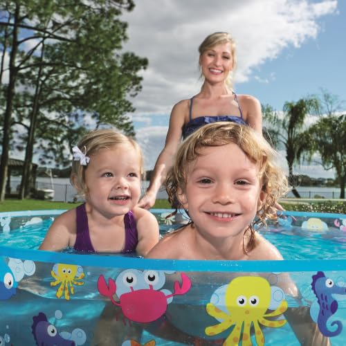 Image of NHR Rigid Wall Swimming Pool for Kids (122 x 25 cm, 4 Feet), 277L Round Ocean Life Water Splash Bath Tub for Toddlers, Non-Toxic Transparent PVC Outdoor Indoor Garden Lawn Water Pool