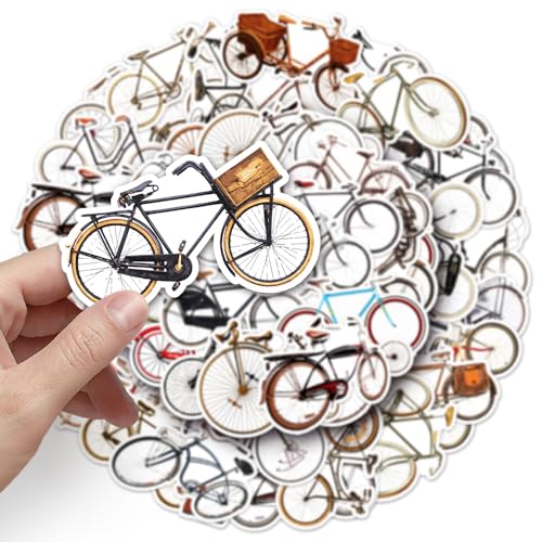 Vintage Bicycle Vinyl Stickers, 50 PCS Waterproof Hand-Drawn Bike Decals for Laptops Scrapbooking, Journals, Notebooks - Image 4