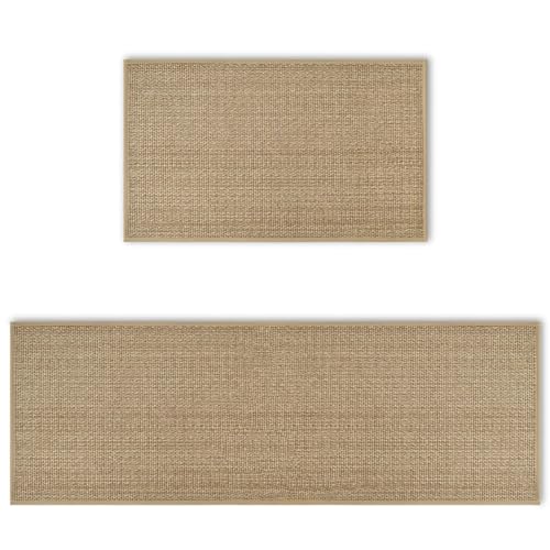 Artoid Mode Washable Non Slip Kitchen Rugs and Mats Set of 2, Rubber Backing Absorbent Kitchen Mats for Floor Front of Sink – 17×29 and 17×47 Inch