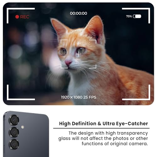 Image of FIRST MART Black Camera Ring Guard Protector for Samsung Galaxy S25 | Tempered Glass with Metal Alloy Rings, HD Clear, Scratch Resistant, Case-Friendly | Pack of 1