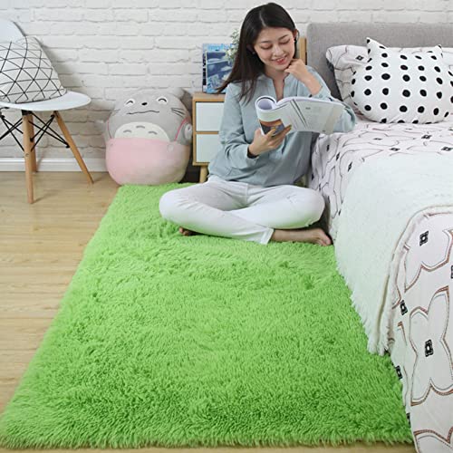 CHBIN Langflor 80x120cm Teppich Wohnzimmer Teppich Hochflor Hochflorteppich Longhair Einfach zu Säubern für Esszimmer oder und Die Küche Cafe Lounge Sofas Usw, Grün