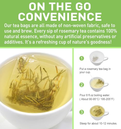 Image of Olvvla - Rosemary Tea Bags - 1.5g X 60 Count - Pure Natural Dried Rosemary Leaves - Cultivated in Egypt - Non-GMO - Caffeine-free - Support Digestion