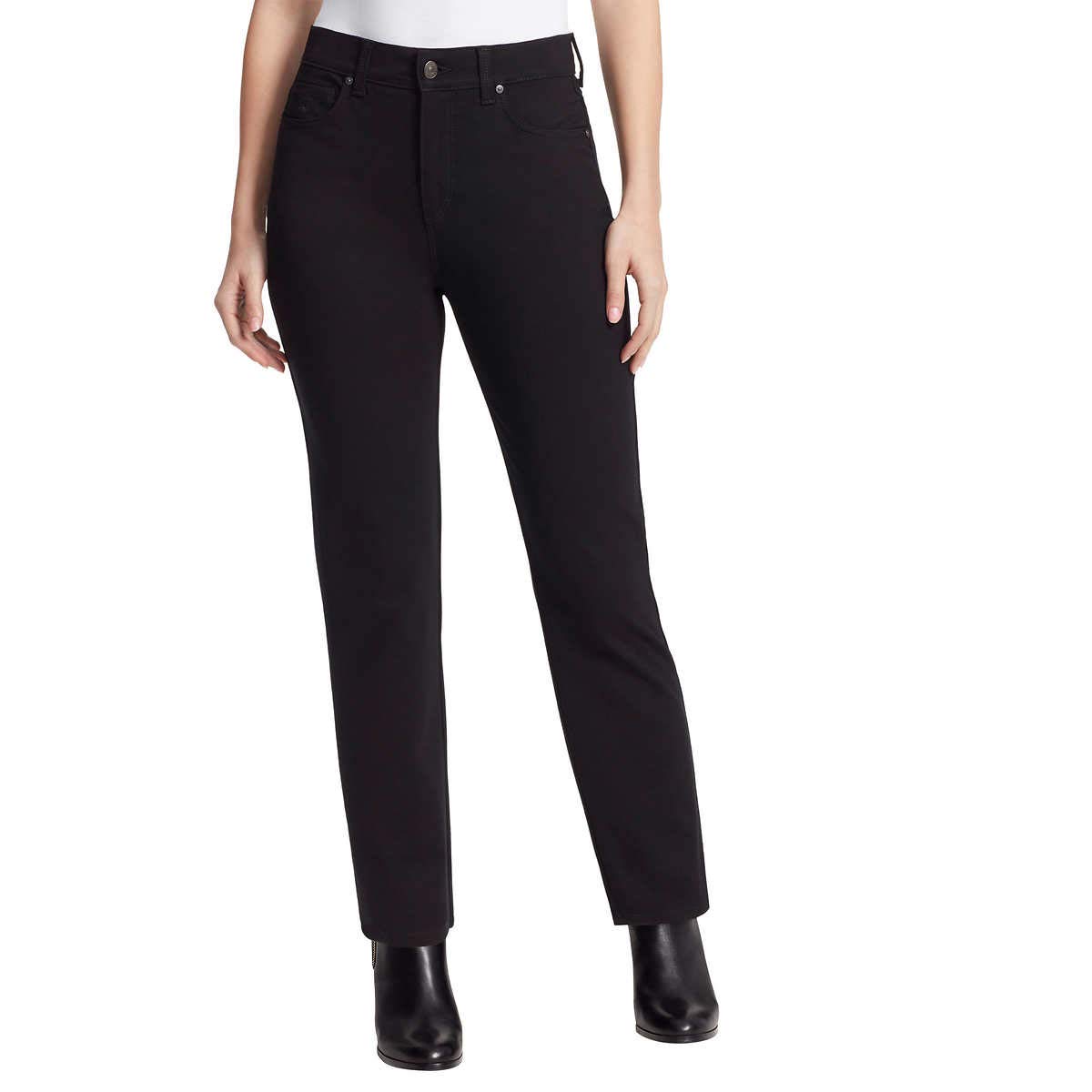 Gloria Vanderbilt Womens Amanda Slim High Rise Classic Fit Tapered Leg Knit Pointe Pant
