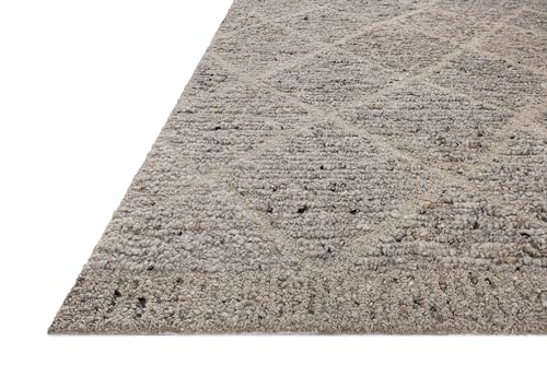 Image of Loloi Magnolia Home by Joanna Gaines Jones Pebble 2'-3 inch x 3'-9 inch Accent Rug | Magnolia Home by Joanna Gaines JON-03 Approx. 2x4 Grey Entryway Kitchen, Plush, Organic, Hand-Tufted, Low-Pile, Accent Rug