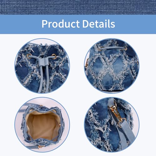 Denim Bags for Women 2025, Blue Jean Bucket Purses, Denim Handbag4