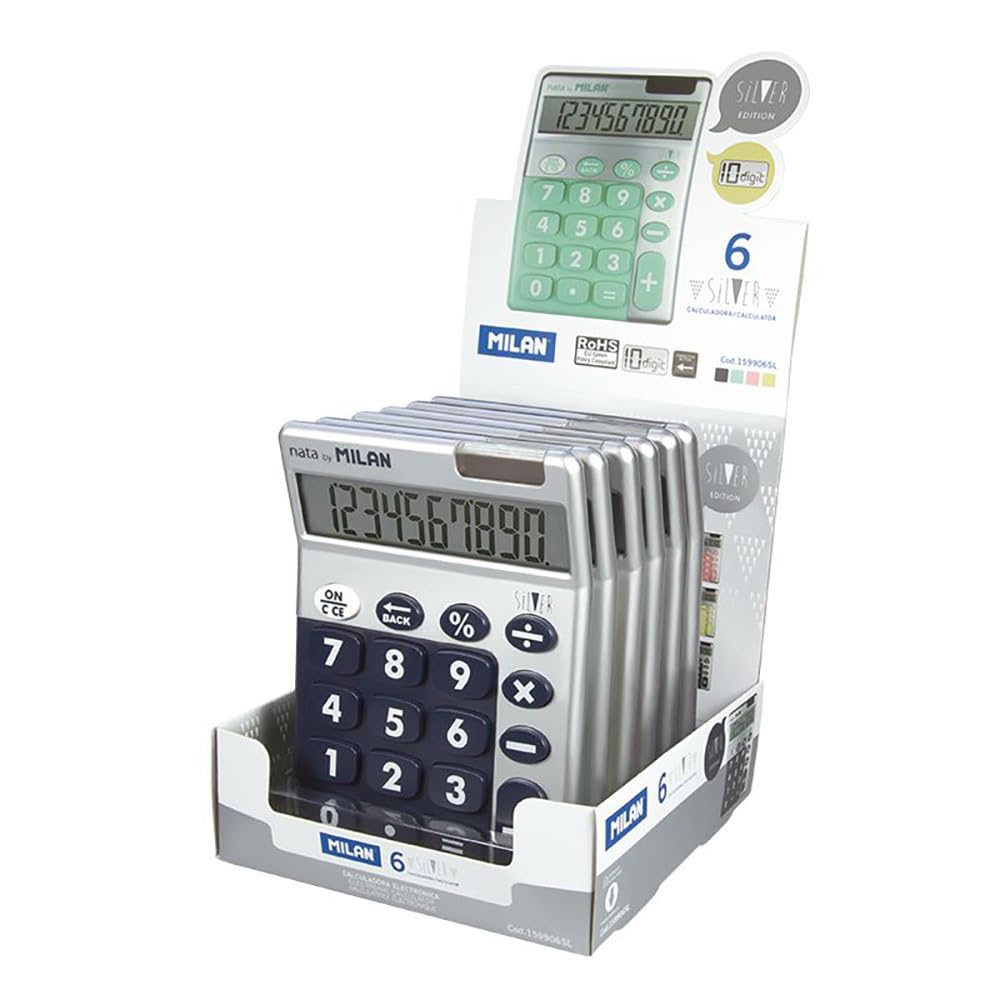 Milan 159906SL - Pack de 6 calculadoras, 10 dígitos, Multicolor