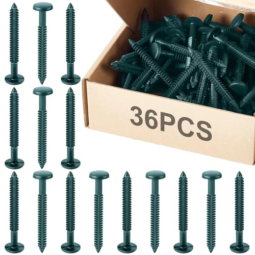 Image of Blulu 36 Pcs 3 Inch Vinyl Shutter Fastener Window Panel Peg Lok Pin Pegs Screws Shutter Spikes Anchor (Forest Green)