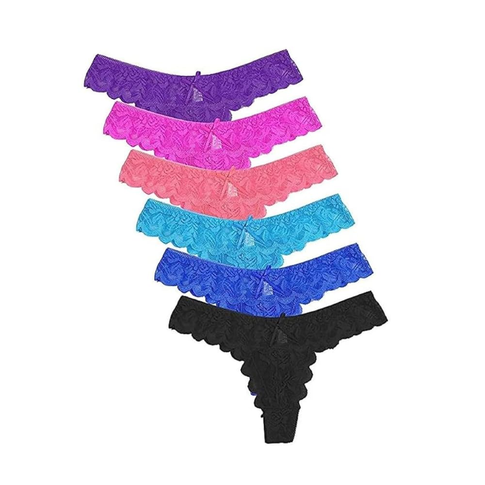 chill pookie Women’s Floral Lace Thong | Soft Stretchy | Sheer Net S/M/L Pack of - 6 Women and Girls Panty-picture-12
