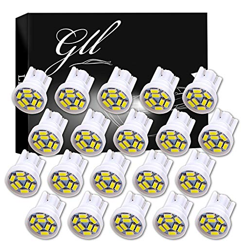 GLL - Bombillas LED T10 501 blancas 194 168 W5W 1206-9SMD con cuña T10 para luces de matrícula de coche