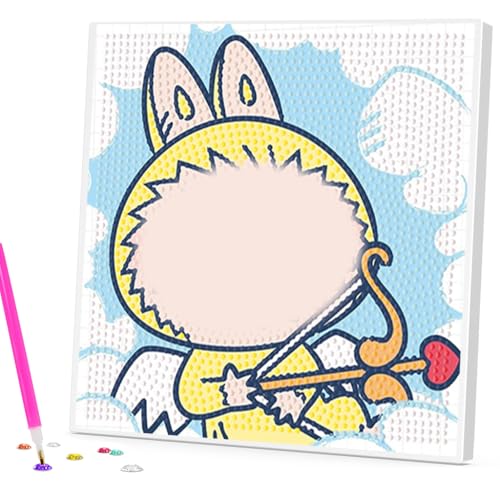 Image of PATPAT 20x20CM DIY Cartoon Diamond Painting Kit for Kids & Adults, Wooden Framed DIY Diamond Paint Cute Angel Desk Decoration, All Tools and Accessories Included
