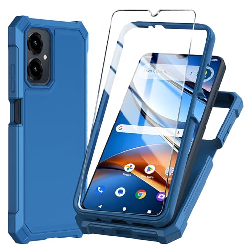 Mocotto for Cricket Icon 2026 Phone Case/AT&T Propel 3 5G Case with Tempered Glass Screen Protector,Slim Soft Silicone Full-Body Protective Cover (Blue)