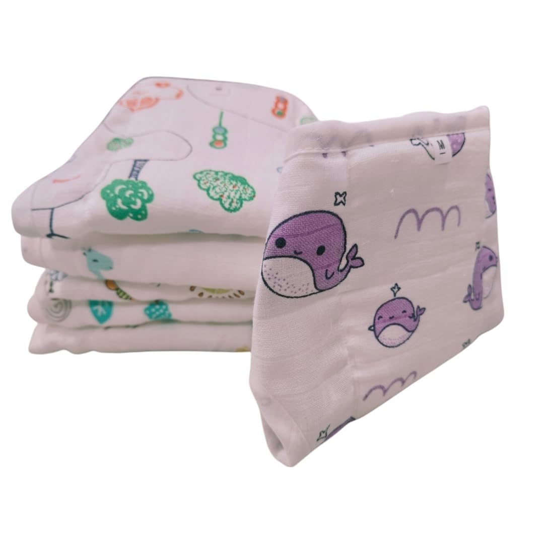 La Vie BabyCare Muslin 2.0 FeatherFit Nappies with Dry Feel | Reusable Cotton Langot | Double Gussets for Leak Protection | Soft, Breathable Fabric | Quick-Dry | Size-S Pack of 12-image-16
