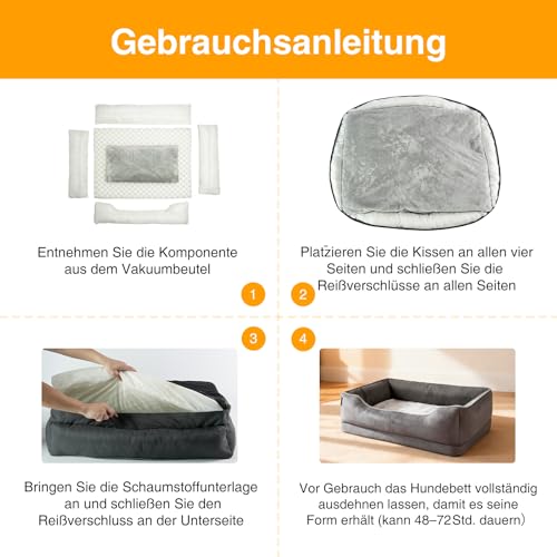 Zedelmaier Orthopädisches Hundebett für mittelgroße & Grosse Hunde, kratzfestes Hundekorb, Dicker Hundekissen, Hundekörbchen waschbar, ergonomisches Hundesofa mit abnehmbarem Bezug, 76×56×24 cm