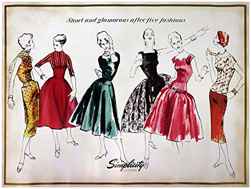 Simplicity 1950's Fashion ''Short and Glamorous'' Vintage Poster Wall DÃ©cor, 24'' L x 18'' H