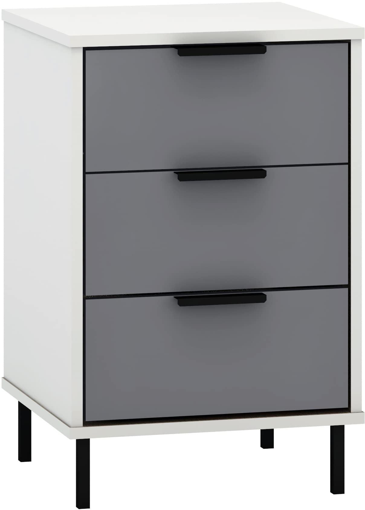 Seconique Madrid 3 Drawer Bedside In Grey And White Gloss Finish from B&Q