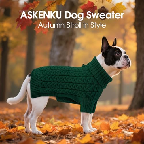 ASENKU Hundepullover Grosse Hunde XL, Gestrickt Hundepullover Winter Warm mit Geschirr öffnung, Waschbar Rollkragen Strickpullover Hundepulli mit Beinen für Französische Bulldogge, Labrador