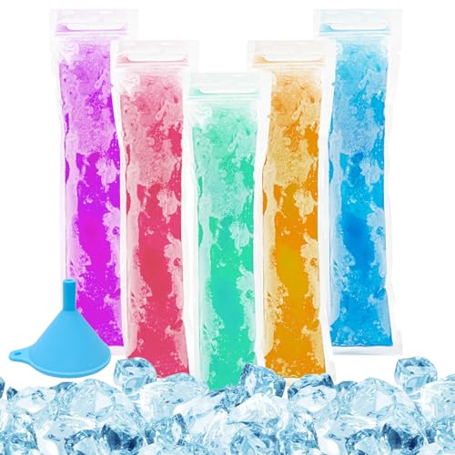 MAQIHAN 150 Popsicle Bags Sealable BPA-Free - 230ml Clear Ice Pop Bags Plastic Ice Lolly Bags Disposable Popsicle Mould Popsicle Bags Ice Lollies Juice Liquor Smoothie Freezer Pop Bags Kid Party