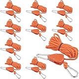 MUNGHOK 10 Stück 4m x 4mm Reflektierend Abspannseile mit Seilspanner, Nylon Seilratsche mit Haken, Seilaufhänger Abspannseile Camping, Verstellbare Seilratsche für Zelt Zeltplane Camping, Orange