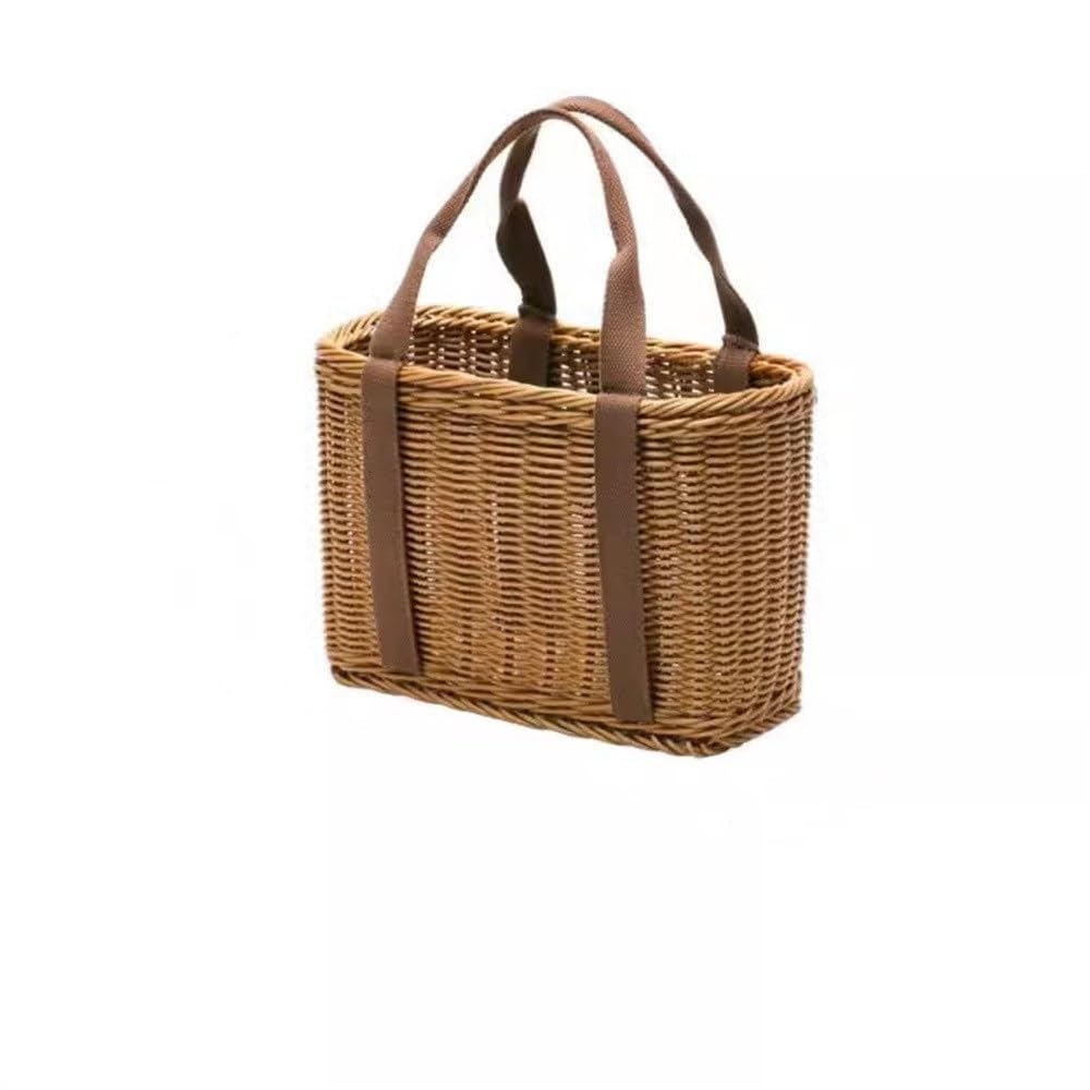 Wicker Picnic Basket Shopping Grocery Fruit Vegetable Storage Basket for Picnic Camping Outdoor(20x28x14cm)