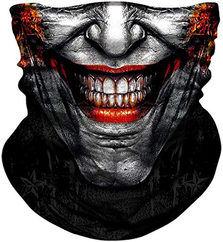 JOEYOUNG Skull Face Cover UV Sun Cover Dust Neck Gaiter Bandana Headwear Fishing-Black&joker-146-