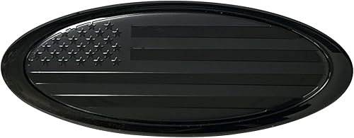 Miniatura 7 de Yukauto Placa de bandera estadounidense de 4.5 pulgadas, emblema ovalado para parrilla delantera y trasera para Ford Fiesta Focus EcoSport (negro)