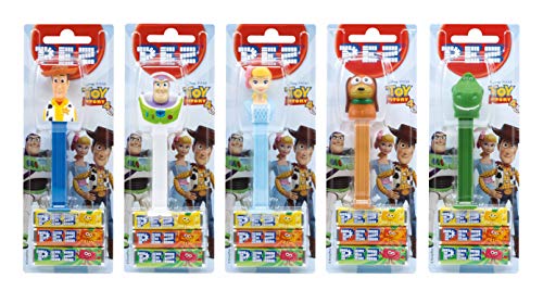 PEZ set de dispensadores Toy Story (5 dispensadores con 3 recargas de caramelos PEZ de 8,5g c/u) + 1 paquetes de recargas (8 recargas de caramelos PEZ de 8,5g c/u)