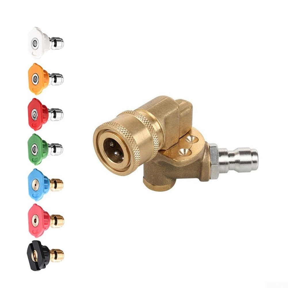 ToolsEvery Pressure Washer Nozzle Kit, 7-Piece Brass Quick-Connect Pivot Coupler Set with 240° Swivel for High-Pressure Cleaning, 4500 PSI Rated, Residential & Professional Use