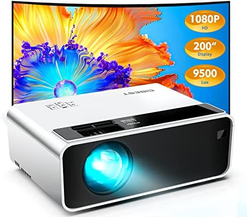 Mini Projector, CiBest Native 1080P Projector Outdoor, 2023 Upgraded 9500L Full HD Portable Projector, Small Home Movie Projector 200" Supported, Compatible with PS4, PC via HDMI, VGA, AV, and USB