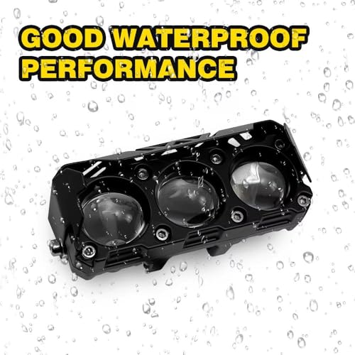 Image of AutoBizarre Car Motorcycle 12V Headlight Led Projector Lamp Dual Color Yellow White Fog Light Metal Body Spotlight Universal for All Bikes Cars SUVs etc. (3 LED, 2 pcs)
