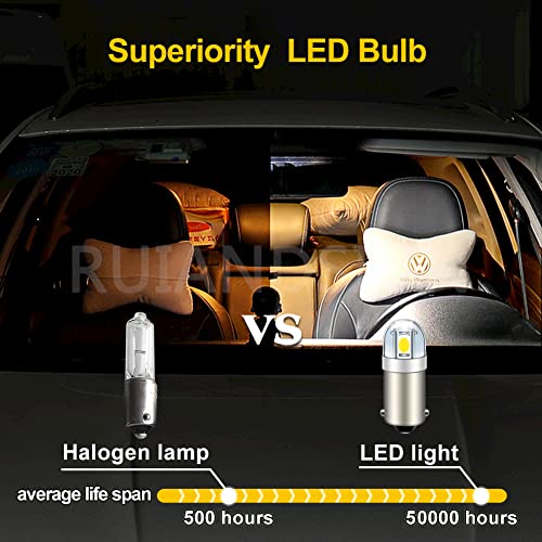 Ruiandsion BA9S LED Blanco 6V 4-Pack para Autos miniatura 6