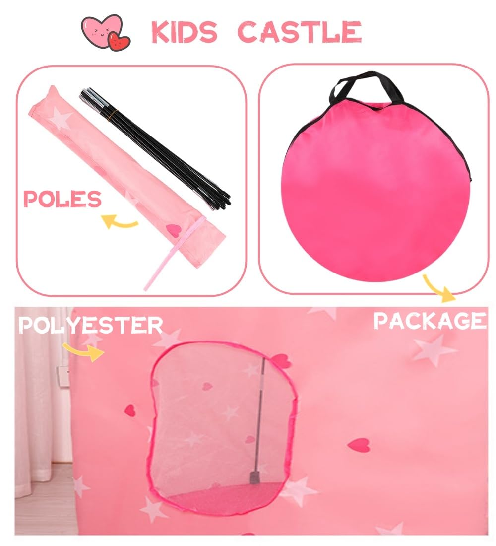 Tienda campaña Infantil,Tunel de Juego Infantil,Carpa Princesa Rosa,casa de Juegos para niños Túnel de Bolas Interior/Exterior