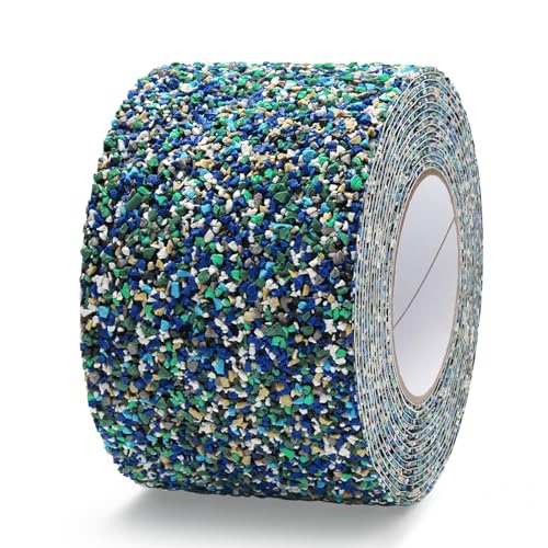 QILIMA Cinta de piscina impermeable de 100MM X 5M, azul, impermeable para exteriores/interiores, tiras antideslizantes para escalones al aire libre, cinta de agarre de goma antideslizante