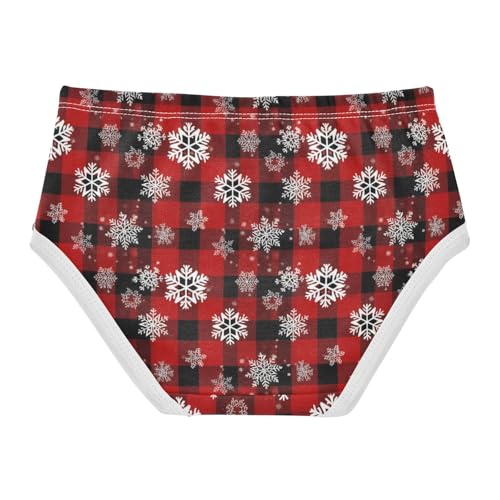 Joisal Xmas Snowflakes Red Black Plaid Girl Panties Cute Girls Underwear Toddler Cotton Fun Print Briefs Undies Kids 2t2