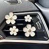 Buaak 6 Pcs Daisy Flower Air Vent Clip, Air Conditioning Outlet Clip, Passenger Princess Car Accessories, White FLower Air Freshener Vent Clip, for Car Decorations, Cute Accessories for Women #4