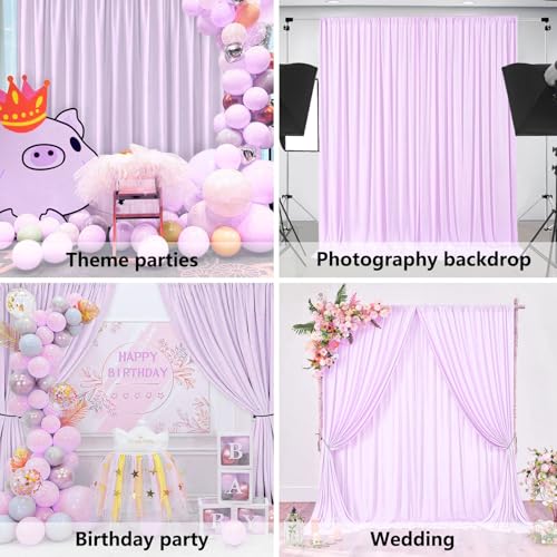 Image of 10 x 7 Feet Light Purple Backdrop Curtain for Partie, Background Curtains for Photoshoot, Birthday, Wedding, Halloween, Thanksgiving, Christmas, New Year Party Decorations 5Ft x 7Ft, 2 Panels