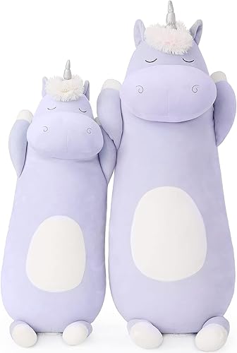 MorisMos Paquete de 2 almohadas corporales de unicornio, almohada grande de 36.2 pulgadas, almohada de unicornio de felpa suave de 23.6 pulgadas,