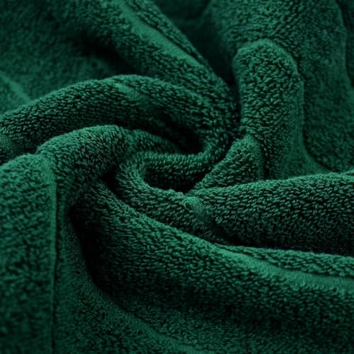 Juego de 2 toallas de baño de algodón verde oscuro con relieve de rayas onduladas 6
