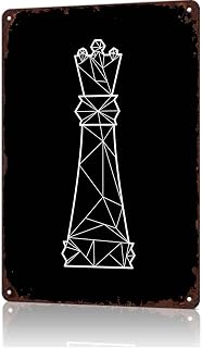 Geometric Chess Queen Metal Sign 8 x 12 Inch