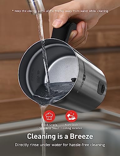 Milk Frother, Paris Rhône Electric Milk Frother and Steamer, 300ML/10.1OZ Milk Steamer, 4 in 1 Hot/Cold Foam Maker, Non-Stick Interior for Coffee, Latte, Hot Milk, Cappuccino, Macchiato, Silver - Thumbnail 5