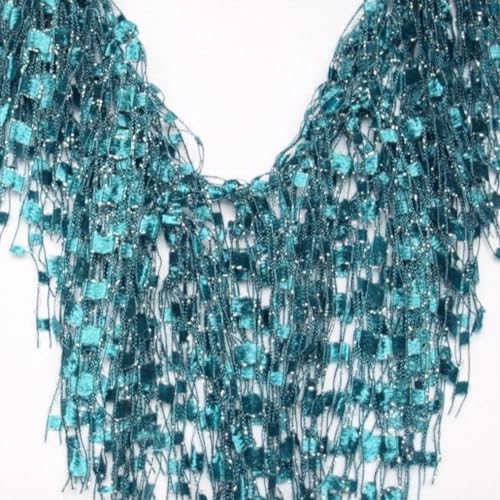 Turquoise Scarf for Women - Chunky Turquoise Necklace - Teal Scarf for Women - Teal BIB Statement Necklace - Lightweight Infinity Jewelry with Fringe - Sparkly Lace Jewelry2